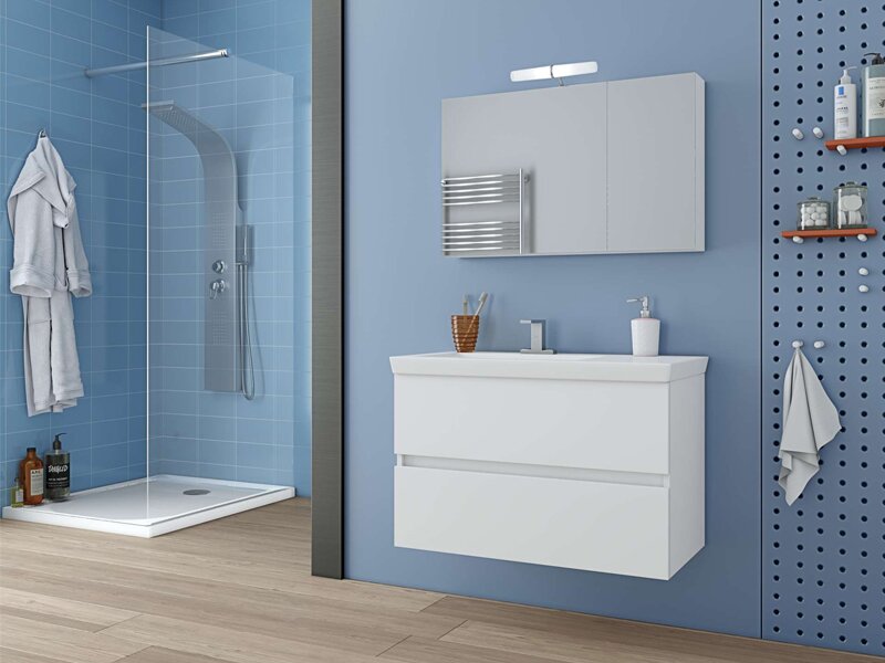 Комплект шкафове за баня Luxus 85 White - Drop