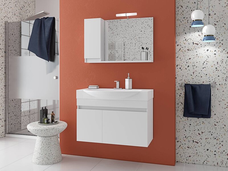 Комплект MDF мебели за баня Senso 85 White - Drop