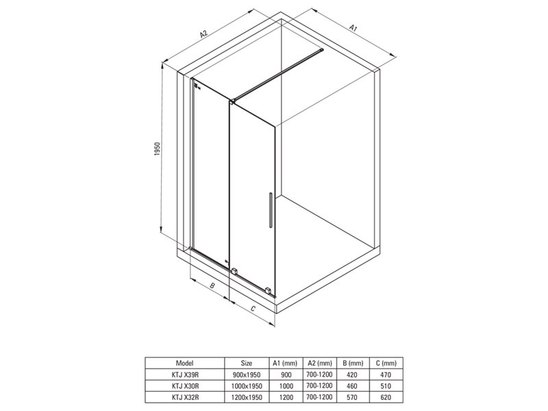 Параван за баня с една плъзгаща се врата PRIZMA120x195см - Deante 6