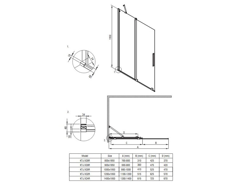 Душ кабина Prizma Brushed Steel 90см с плъзгащи се врати - Deante 3