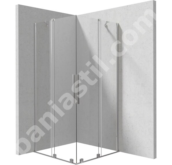 Душ кабина Prizma Brushed Steel 90см с плъзгащи се врати - Deante