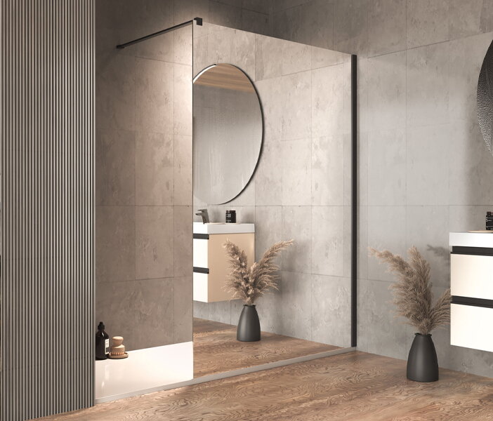 Статичен огледален параван Calypso Black B5 120см - KolpaSan