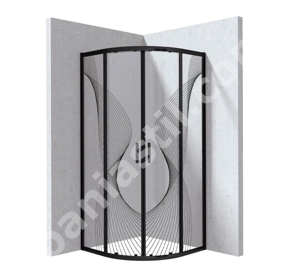 Душ кабина Funkia Evo Nero Wave Pattern 90x90см - Deante