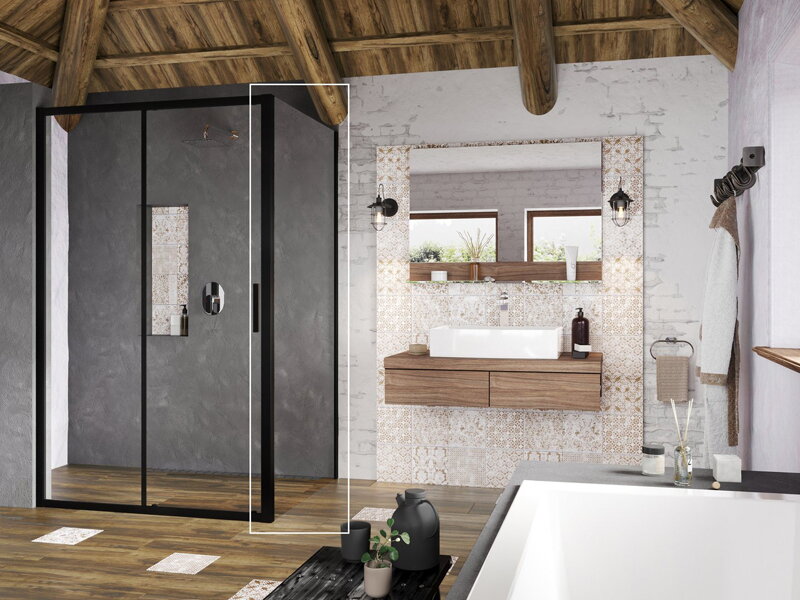 Статичен параван Blix Slim BLSPS-80 Black - Ravak 1