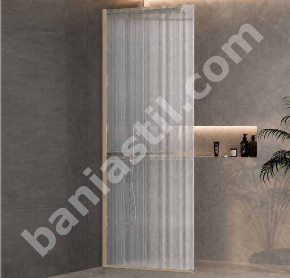 Статичен параван за баня Rivelle Brush Gold 125BG-80 - Inter Ceramic
