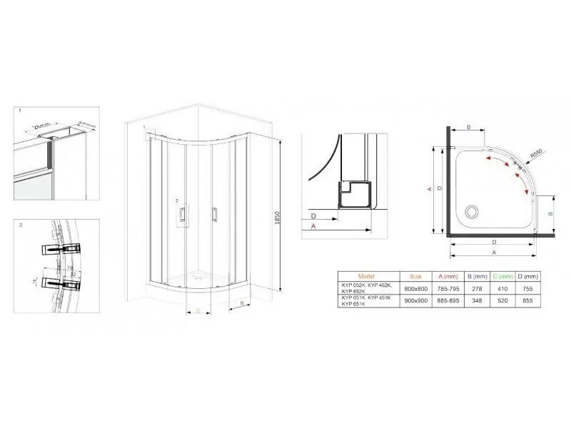 Овална душ кабина Funkia 90x90см OUTLET 3