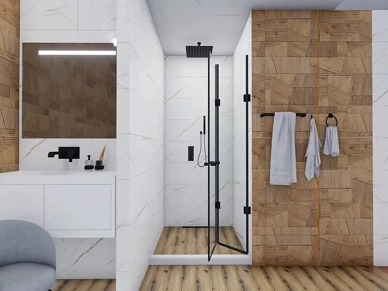 Параван със сгаваеми врати Капри Черен мат 90х190см OUTLET