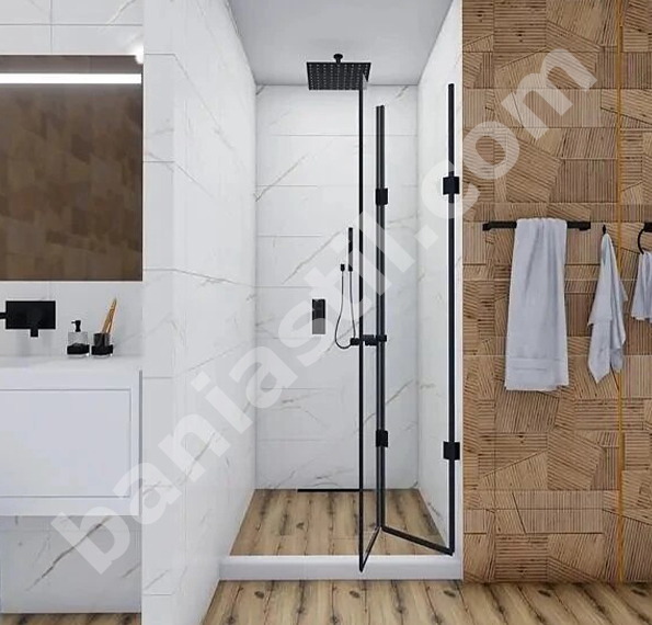 Параван със сгаваеми врати Капри Черен мат 90х190см OUTLET