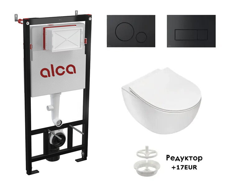 Структура за вграждане Alca и окачена тоалетна Peonia Rimless Структура за вграждане Alca и окачена тоалетна Peonia Rimless