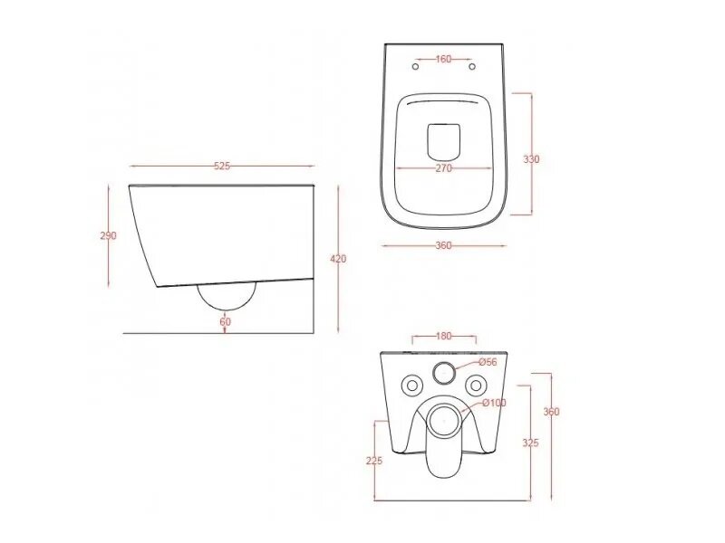 Структура за вграждане Schell и окачена тоалетна A16 Rimless 8