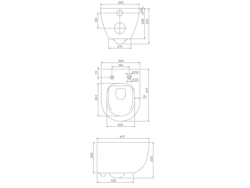 Структура за вграждане Schell и тоалетна Bella Rimless 48см SS 7