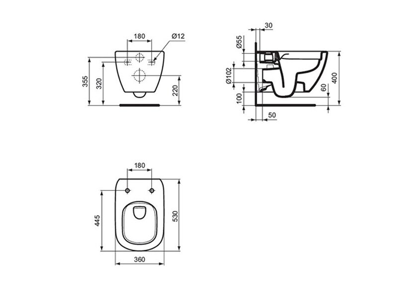 Структура за вграждане Prosys 120P и тоалетна Tesi Rimless - Ideal Standard 5
