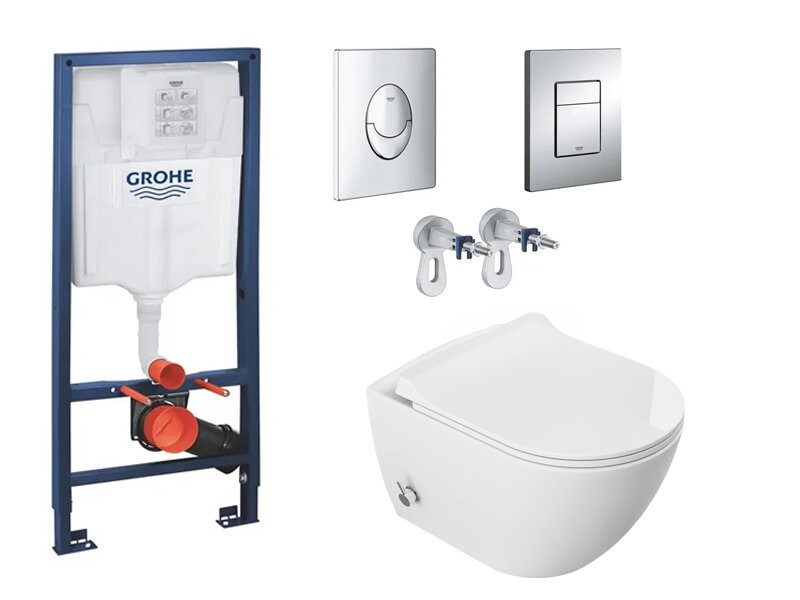 Структура за вграждане Grohe и висяща тоалетна с вградено биде Sua - Grohe