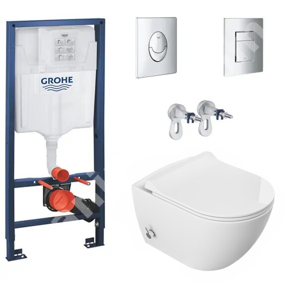 Структура за вграждане Grohe и висяща тоалетна с вградено биде Sua - Grohe