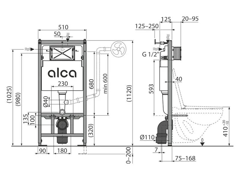 Структура за вграждане Alca с черен бутон по избор - Alca 3