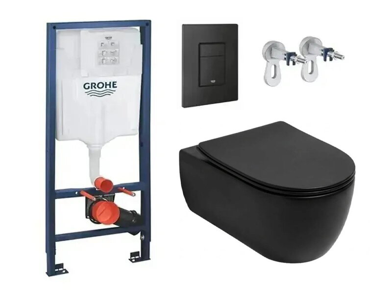 Структура за вграждане Rapid SL и конзолна тоалетна Vittoria Vortex Black Matt