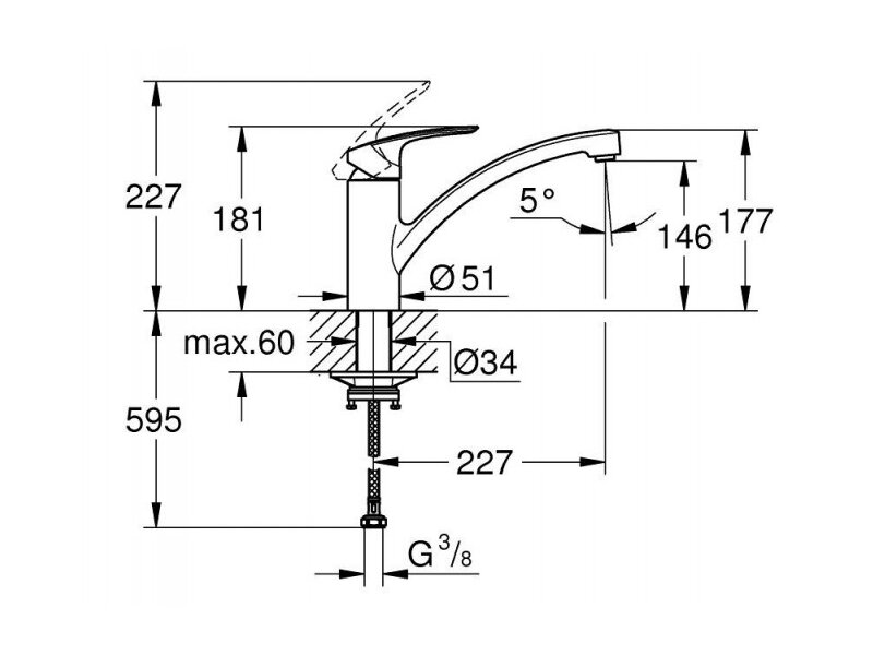 Кухненски смесител Eurosmart Black Matt - Grohe 3