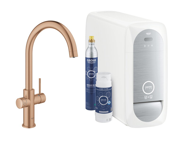 Кухненски смесител с филтър Home C Brushed Warm Sunset - Grohe