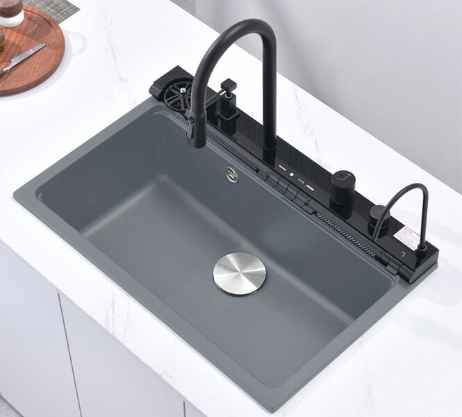 Кухненска мивка ICGS 8276 GREY и смесител - Inter Ceramic