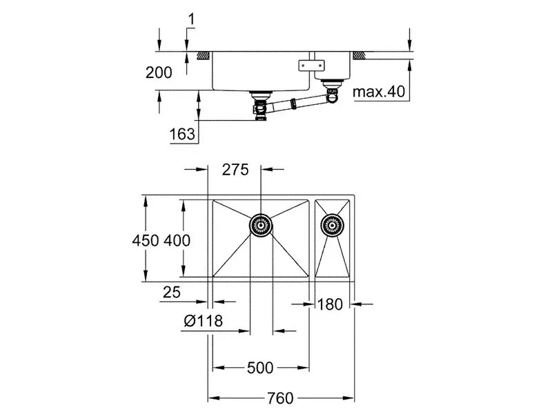 Мивка за кухня K700 Undermount - Grohe OUTLET 4