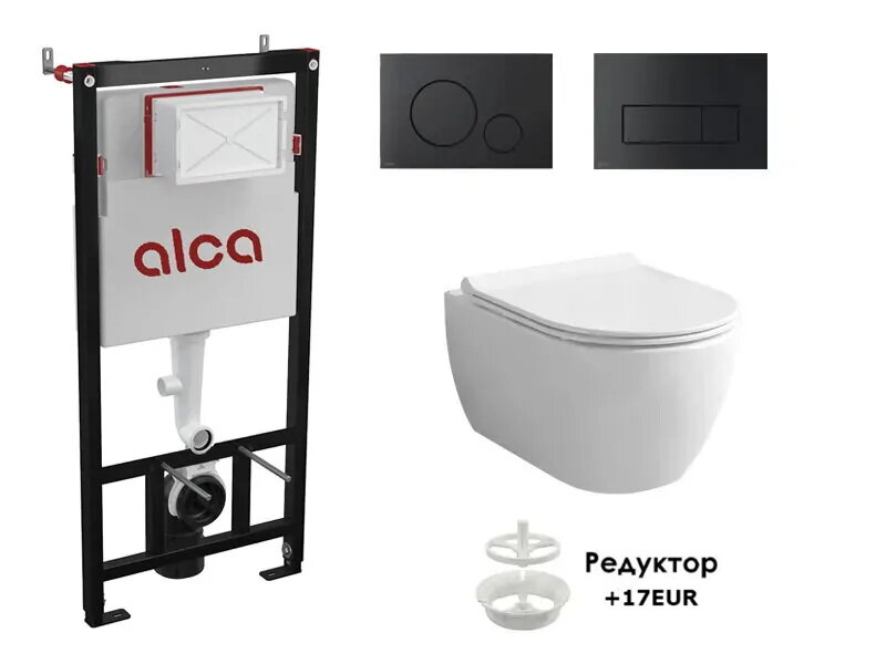 Висяща тоалетна City Rimless и структура за вграждане Alca