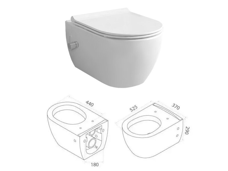 Конзолна тоалетна City Rimless с биде и структура за вграждане Alca 1