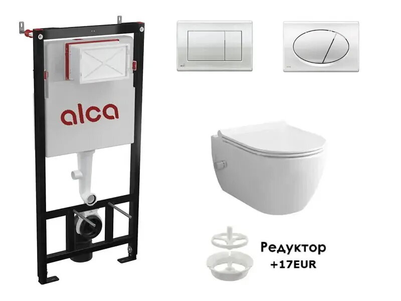 Конзолна тоалетна City Rimless с биде и структура за вграждане Alca