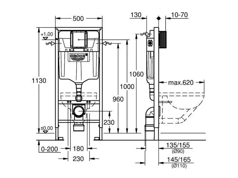 Тоалетна Cover Black Mat с черен бутон и структура за вграждане Grohe Тоалетна Cover Black Mat с черен бутон и структура за вграждане Grohe