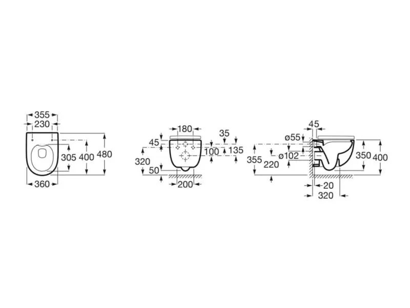 Тоалетна Meridian Rimless с хром бутон и структура Duplo S Compact - Roca 7