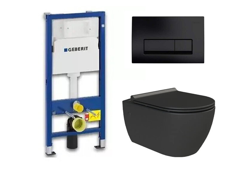 Kонзолна тоалетна City Black Matt и структура Duofix Delta 50 Black