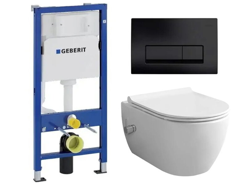 Конзолна тоалетна City Rimless и структура за вграждане Geberit Duofix Delta  1