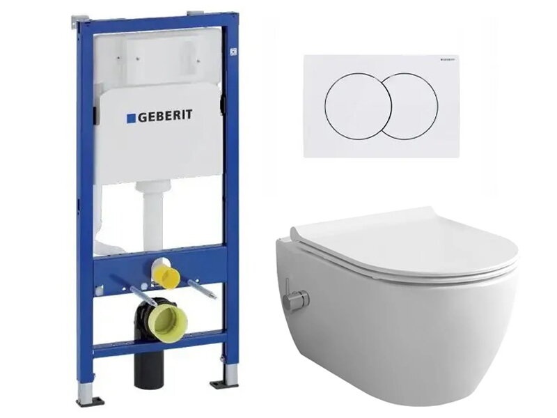 Тоалетна City Rimless с биде и структура за вграждане Geberit Duofix Delta 1