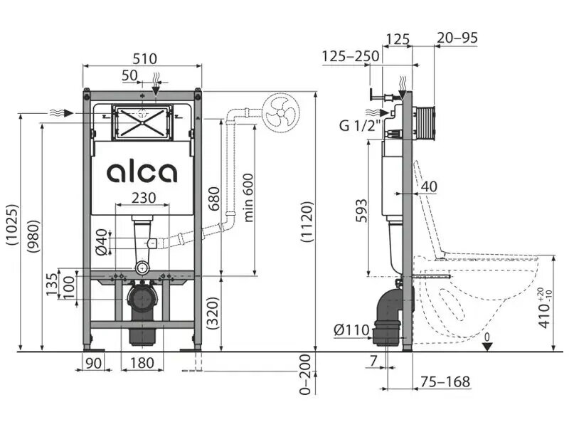 Окачена тоалетна Faster Hidra и структура за вграждане Alca 6