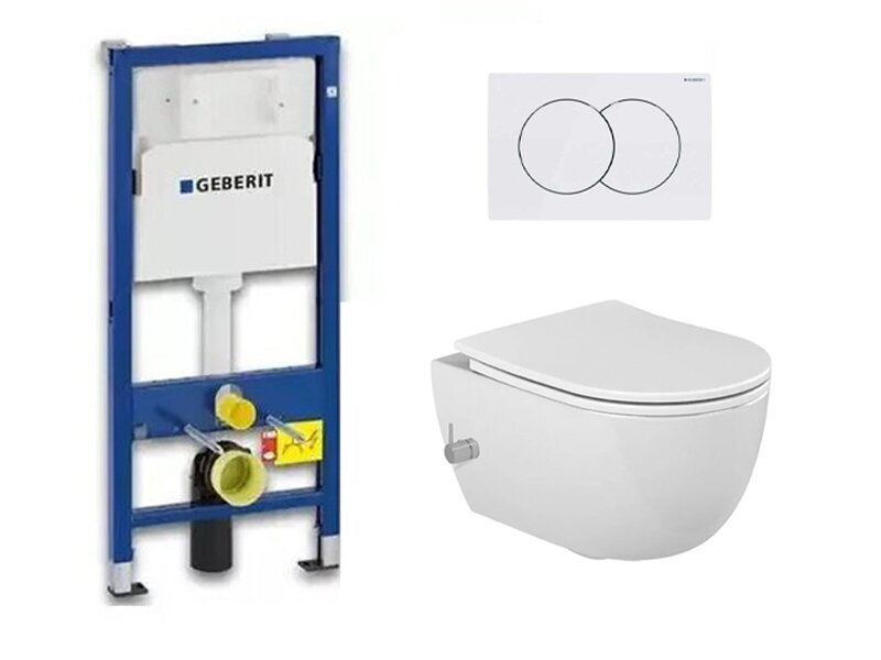 Тоалетна с биде Bella Vortex 52см и структура за вграждане Duofix Delta 01 White