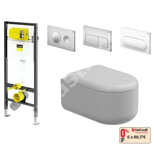 Конзолна тоалетна Petra Glossy White и структура за вграждане Viega Prevista