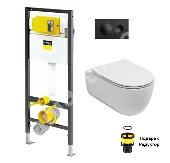 Конзолна тоалетна Vittoria Vortex и структура за вграждане Viega Prevista