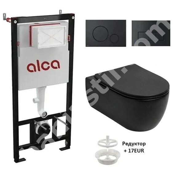 Конзолна тоалетна Vittoria Vortex Black Matt и структура за вграждане Alca
