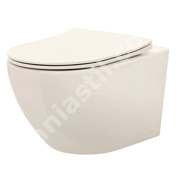 Висяща тоалетна Carlo Mini Rimless Ecru - Rea