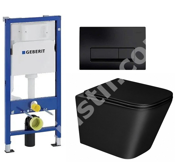 Конзолна тоалетна Amara Black Matt и структура за вграждане Duofix Delta 