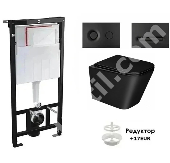 Конзолна тоалетна Amara Black Matt и структура за вграждане Alca