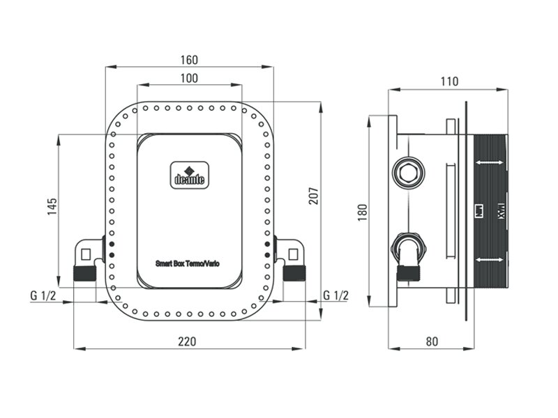 Комплект за вграждане Box Square черен мат - Deante 8