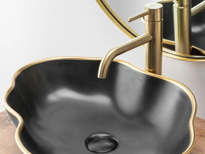 Висок смесител за мивка Lungo Brush Gold - Rea 5