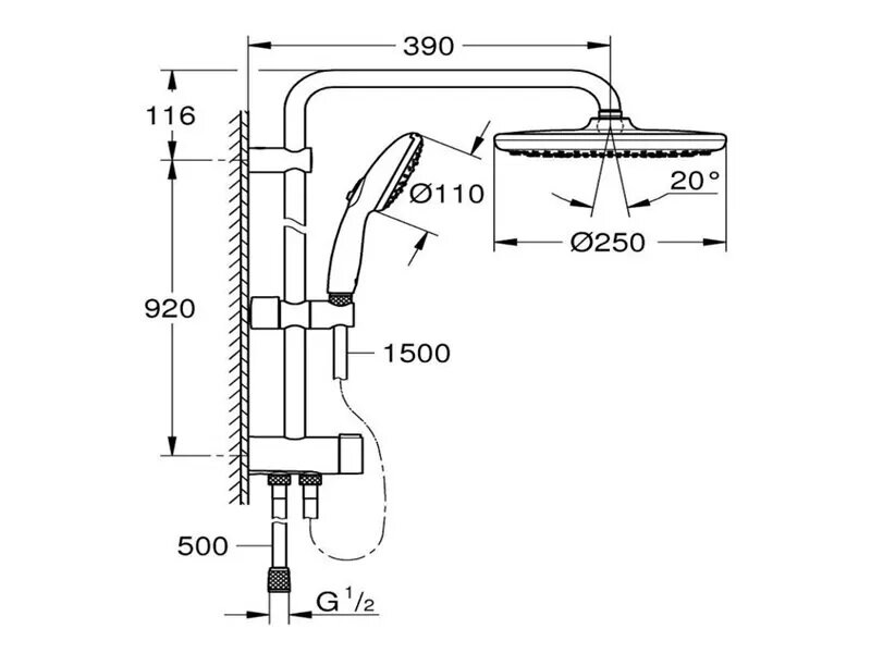 Комплект смесители за баня Grohtherm 1000 и Tempesta Cosmopolitan 250 - Grohe 6