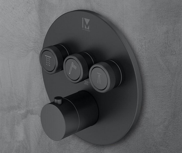 Смесител за вграждане за душ Logica Shine Black Matt - Mariner Rubinetterie