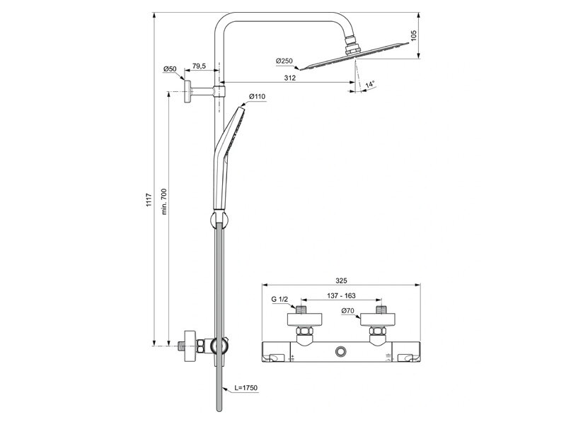 Душ колона Ceratherm T50 - Ideal Standard
