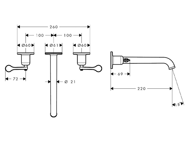 Тридупков смесител за мивка Archivio Brushed Black Chrome - Hansgrohe 3