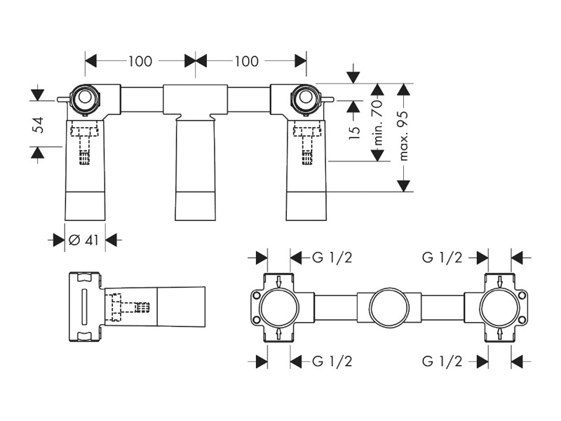Тридупков смесител за мивка Archivio Brushed Black Chrome - Hansgrohe