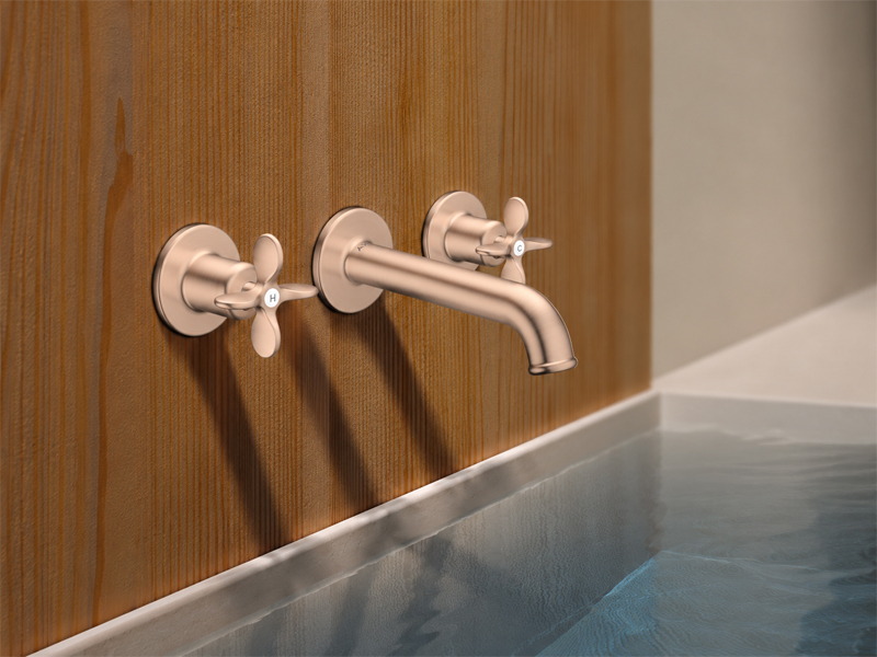 Тридупков смесител за мивка Archivio Brushed Red Gold - Axor 6