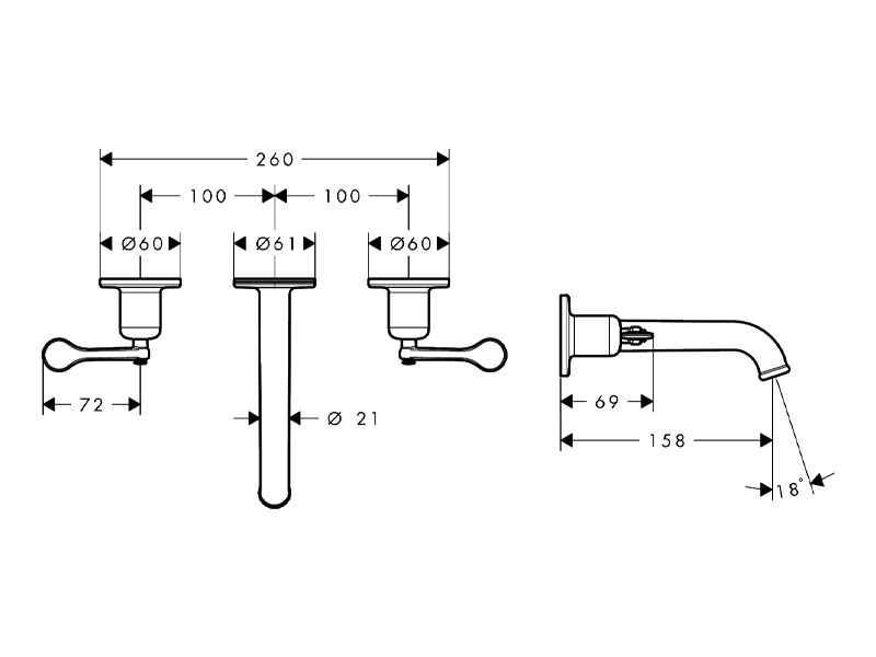 Тридупков смесител за мивка Archivio Stainless Steel Optic - Axor
