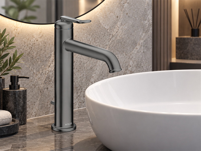 Висок смесител за мивка Archivio Brushed Black Chrome - Axor 4